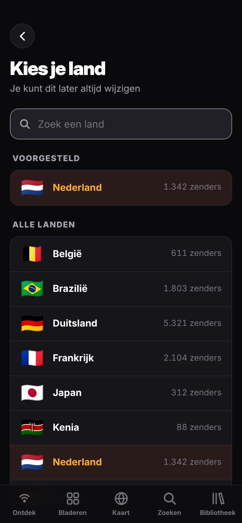 Kies je land